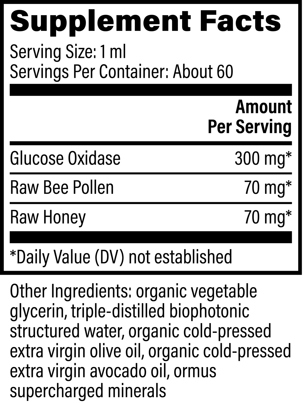 Glucose Oxidase with Bee Pollen and Raw Honey